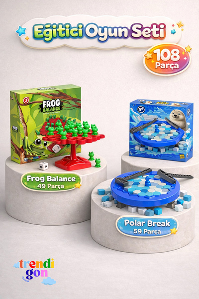 DENAPCAL Trendigon Çocuk Oyuncak Zeka ve Denge Oyunları Seti, 2'li Kurbağa De...