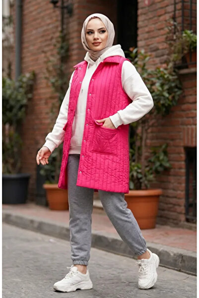 sefamerve Quilted Vest 71152-01 Fuchsia