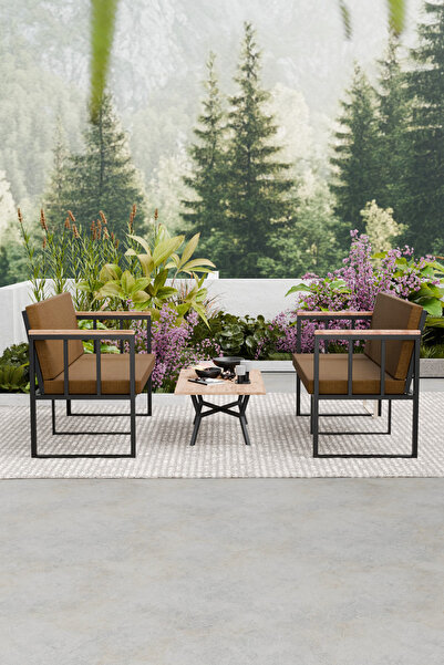 Wood House RETRO 2'Lİ BAHÇE TAKIMI (KAHVE)