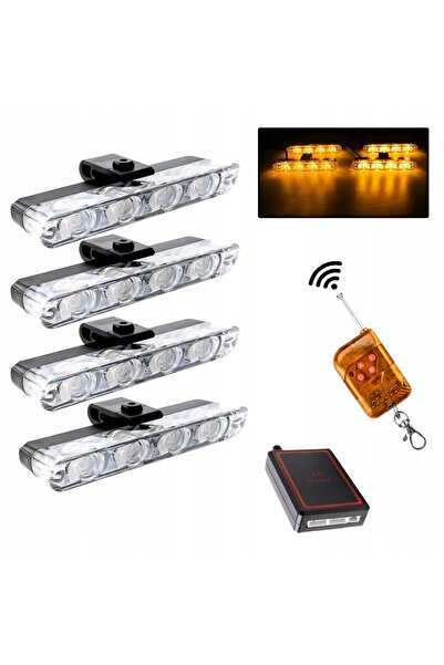 Other 4x LED ORANGE FLASH WARNING LAMP REMOTE CONTROL STROBE IN BUMPER