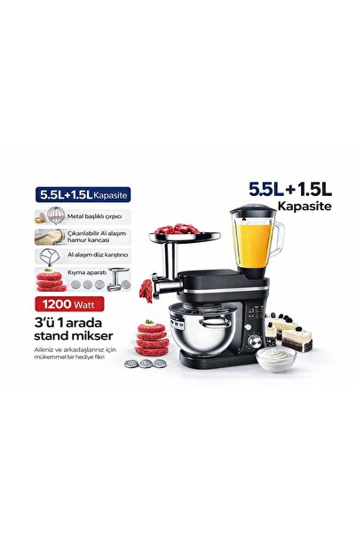 ATLT ATLANTİS 1200W 3Ü1 ARADA 5.5 LİTRE KARIŞTIRMA HAZNESİ 1.5 LİTRE MİKSER H...