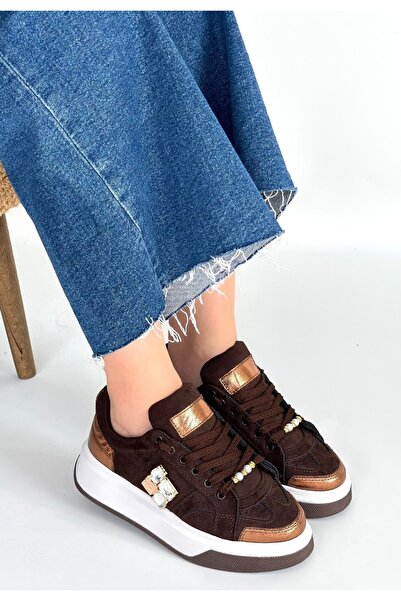 Zerenyus Γυναικεία αθλητικά παπούτσια Ceano Premium καφέ σουέντ με χοντρή σόλ...