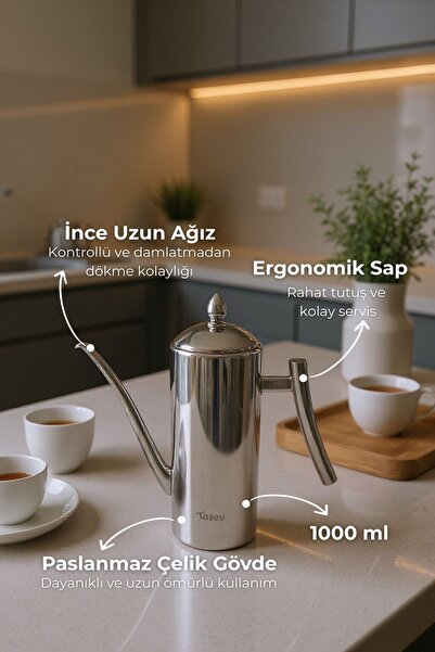 Empressco Çelik Demlik ve Yağlık Seti, 1000ml, Çok Amaçlı, Şık ve Dayanıklı