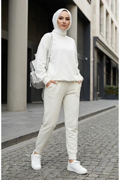 sefamerve Elastic Waist Trousers 71125-06 Cream