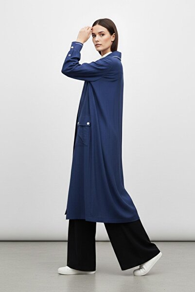 Puane Piping Collar with Pocket Long Cap-15256 - Navy