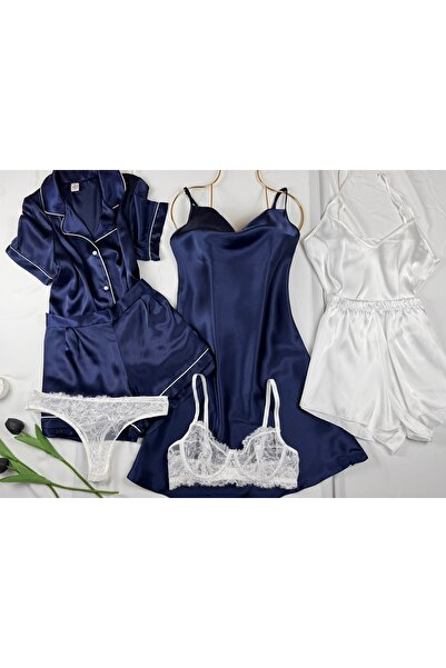 ROZENİN LINGERIE 6 Parça Gecelik Pijama İç Çamaşır Takımı Mini Çeyiz Seti