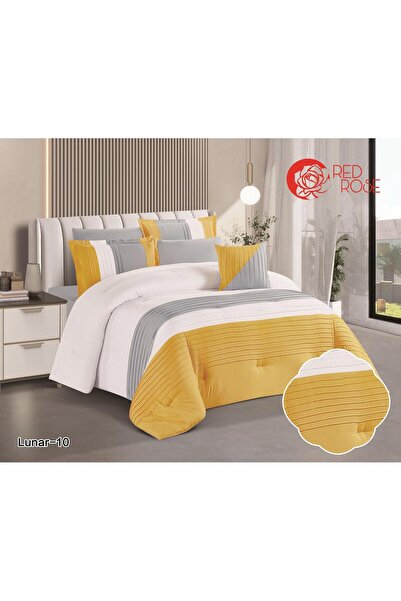 Red Rose Lunar Modern Design Microfiber Duvet(7 Pieces) - Striped - Double Si...