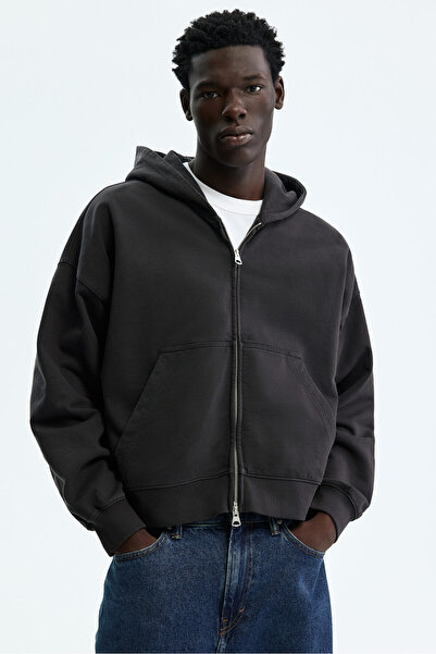 H&M Kapüşonlu ve Fermuarlı Üst Oversized Fit