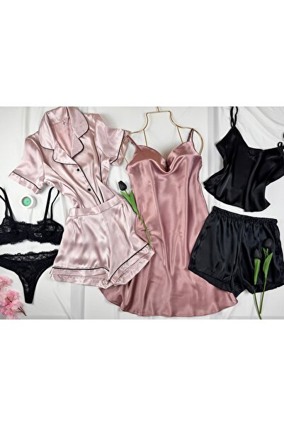ROZENİN LINGERIE 6 Parça Gecelik Pijama İç Çamaşır Takımı Mini Çeyiz Seti