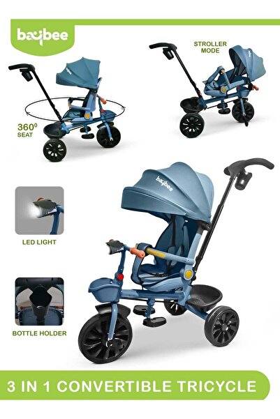 BAYBEE 3 in 1 Baby Tricycle for Kids, Baby Cycle with Parental Push Handle, C...