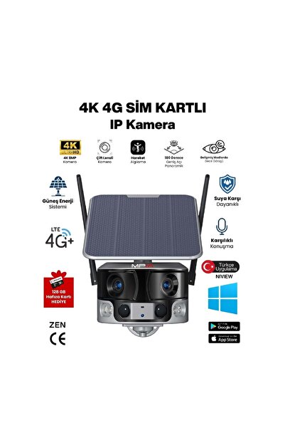 Midcom ZEN 4K / 8 MP Panoramik Çift Lens 4G Sim Kart / Solar Kamera ZEN