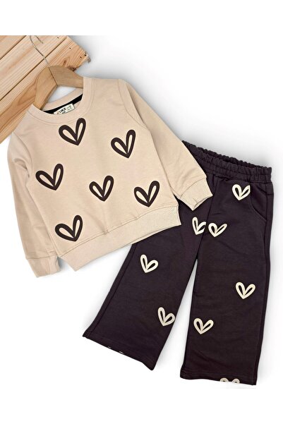 voyyo kids baby Girl Child 2-3-4-5-6 Years Old Heart Printed Wide Leg Pants 2...