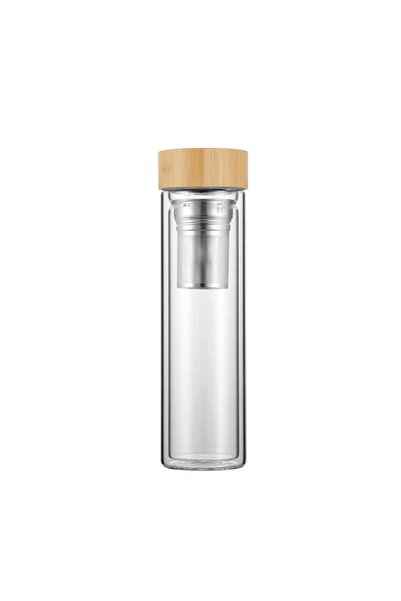 Kamille Termos cu infuzor, Kamille, sticlă borosilicată, transparent/bej, 450 ml