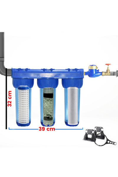 SULOOK 3'lü Bina Girişi Daire Sayaç Girişli Silifoz Filtreli Kireç Ve Klor Ön...