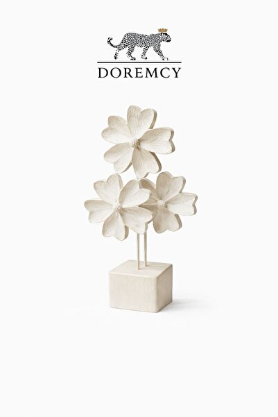 Doremcy 3’lü Çiçek Biblo Dekoratif Obje Polyester Masaüstü Salon Aksesuarı
