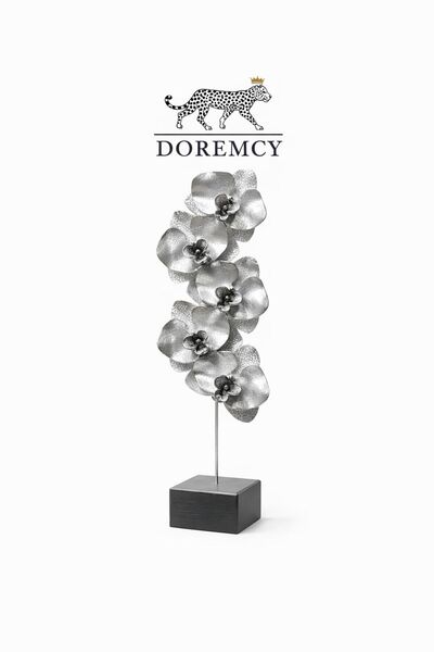 Doremcy 3’lü Çiçek Biblo Dekoratif Obje Polyester Masaüstü Salon Aksesuarı