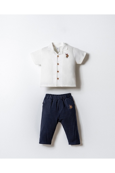 U.S. Polo Assn. U.S.POLO ASSN USB2918 طقم قميص للأولاد باللون البيج