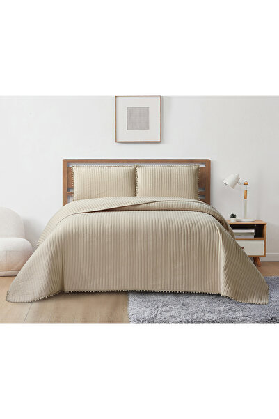 Valensi Home Venedik Çift Kişilik Yatak Örtüsü - Bej