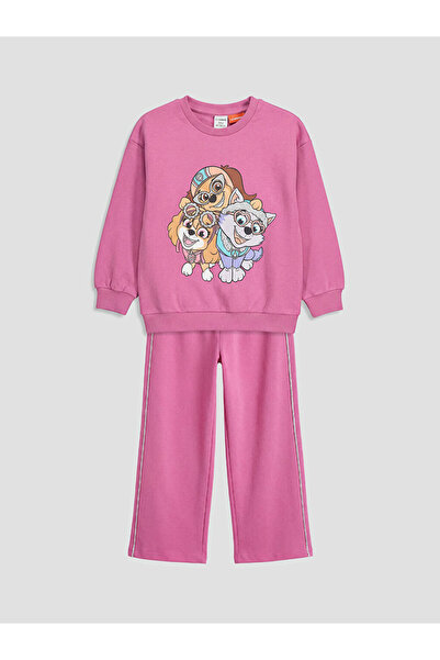 LC Waikiki Μωβ Σετ Φόρμας για Κορίτσια Paw Patrol με τύπωμα