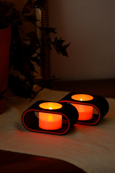 Alwen ASYA | Dekoratif Led Tealight Mumluk | Masaüstü Aydınlatma | 2'li Set |...