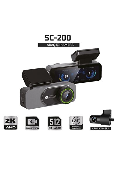 SIEGEN Sentinel SC-200 2K AHD Çift Kameralı Araç İçi Kamera | Wi-Fi, Gece Gör...