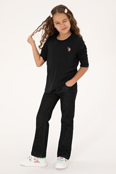U.S. Polo Assn. Pantaloni negri slim flare pentru fete 50317866-VR046