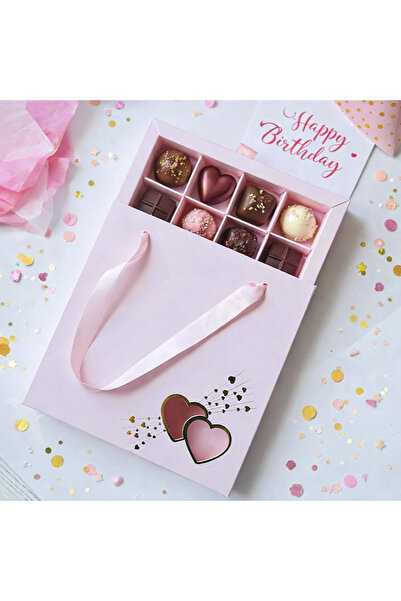 JaNef 16 Bölmeli Çanta Model Bonbon Çikolata Kutusu-Gold Yaldız Kalp (5 Adet)...