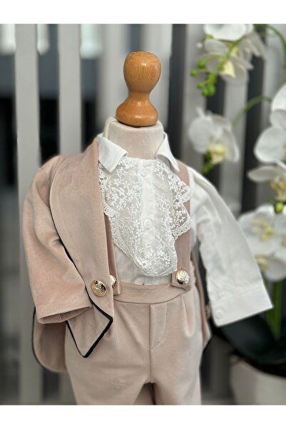 Inovius Costum botez, print cu aripi cream - DPH323 - Marime: 3-6 luni