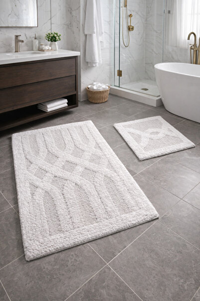 Dokumacıoğlu Elovien Krem Yumuşak Dokulu Modern Kaymaz ve Deri Tabanlı 2'li B...