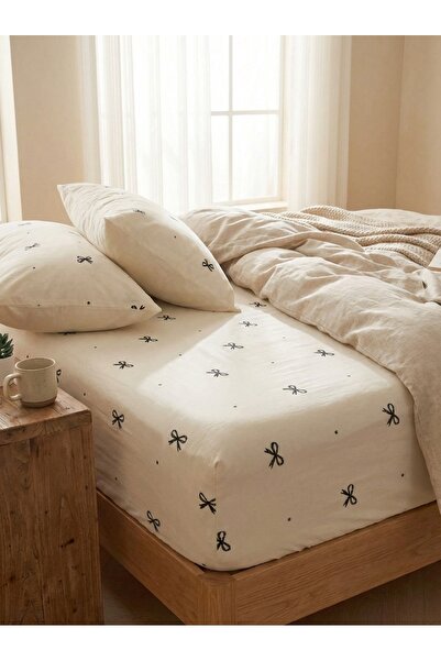 Ricco Lifes Bowknot Elastic Sheet Pillowcase Cotton Single - Double - King Size