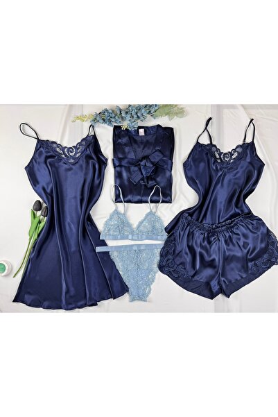 ROZENİN LINGERIE 6 Parça Sabahlık Gecelik İç Çamaşırı Takımı Çeyiz Seti