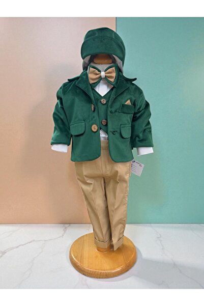 Inovius Πράσινο Βελούδο Βελούδο κοστούμι - DPH304 - Μέγεθος: 3-6 μηνών