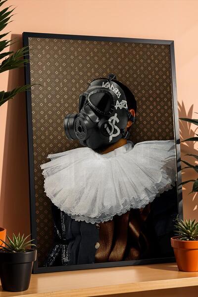 Saturn Вандалски портрет в рамка Графити Газова маска Младежка стая Декор за ...