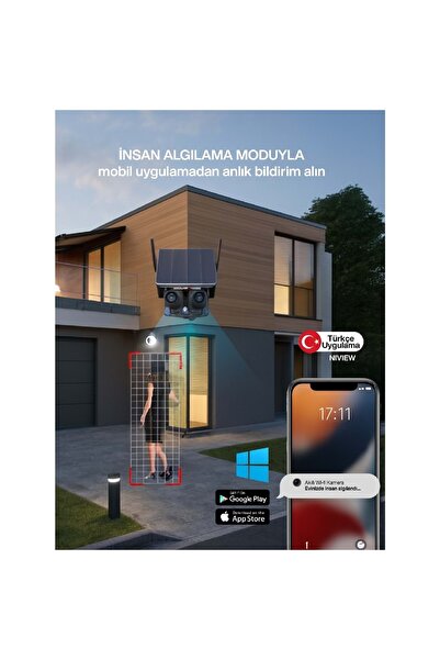 Midcom ZEN 4K / 8 MP Panoramik Çift Lens 4G Sim Kart / Solar Kamera ZEN