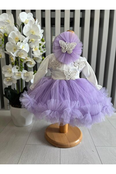 Inovius Rochita Botez Ann, Fluturi, Lila si Alb - DPH70 - Marime: 0-3 Luni Ma...