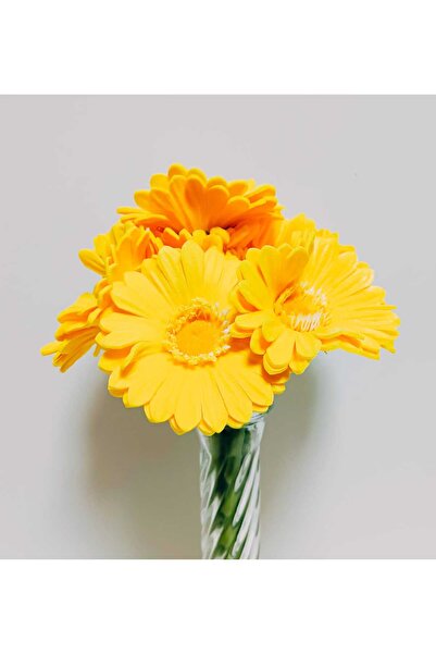 OSO HOME 5-Piece Bouquet of Wet Textured Yellow Gerbera (Daisy) Flowers 32 cm