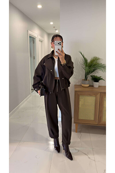 BİRCANÇİL Barito Brown Bomber Jacket and Pants Set