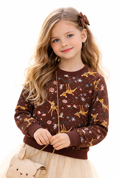 FOR GIRLS سويت شيرت مطبوع للأطفال بأساور مضلّع