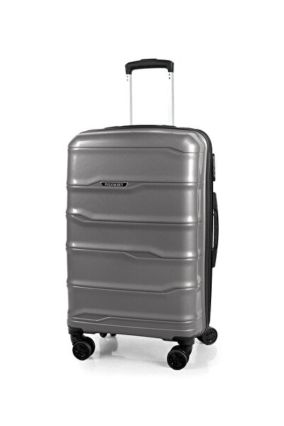 POLO&SKY Azra Model Füme PP Polipropilen Kırılmaz Orta Boy Valiz Bavul