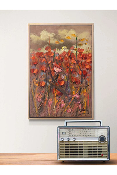 Simurg Sanatevi Kırmızıya Konan Kuş Yağlı Boya Tablosu