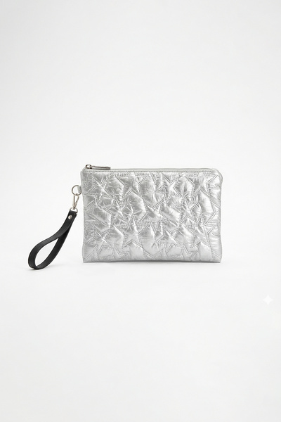 Fer Valiant Star Pattern Quilted Clutch Portfolio Bag Tablet Compatible