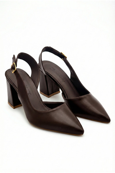 Shoesers Γυναικεία παπούτσια με χρωματιστό καφέ δερμάτινο υλικό, ασύμμετρα λο...