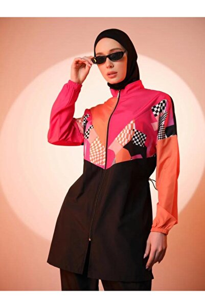 ALFASA Riva Multi-Colored Hijab Swimsuit-Black