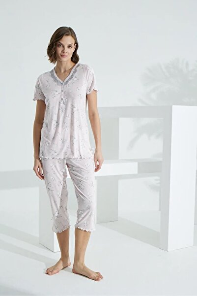 YUYİ Angelique 70% Bamboo 30% Cotton Short Sleeved Women's Capri Pajama Set 2...