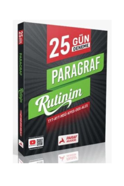 Paraf Akademi YKS KPSS DGS ALES Paragraf Rutinim 25 Gün Deneme Yayınları