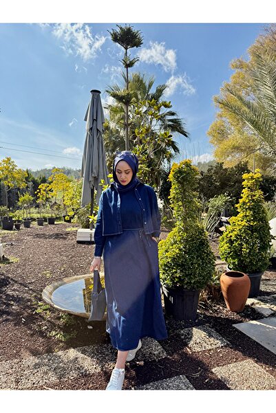 MODABERİLBUTİKK Tesettür Kot Elbise Cepli Günlük Spor Jean Elbise