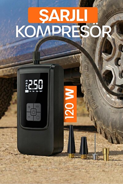 Venenon 150Psi Şarjlı Araç Oto Kompresörü Powerbank LED Işıklı Lastik Top Yat...