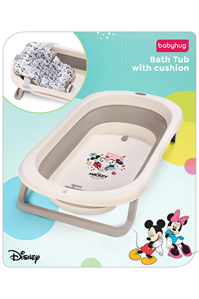 Babyhug Disney Mickey and Minnie Themed Baby Bathtub, Foldable, Heat Sensitiv...