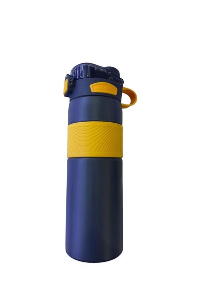 mercanpromosyon ترمس فولاذي من ميركان سعة 800 مل بغطاء قابل للإغلاق - زجاجة م...