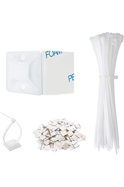 The Bros أربطة كابلات، 100 قطعة من حوامل أربطة الكابلات اللاصقة، قواعد أربطة ...